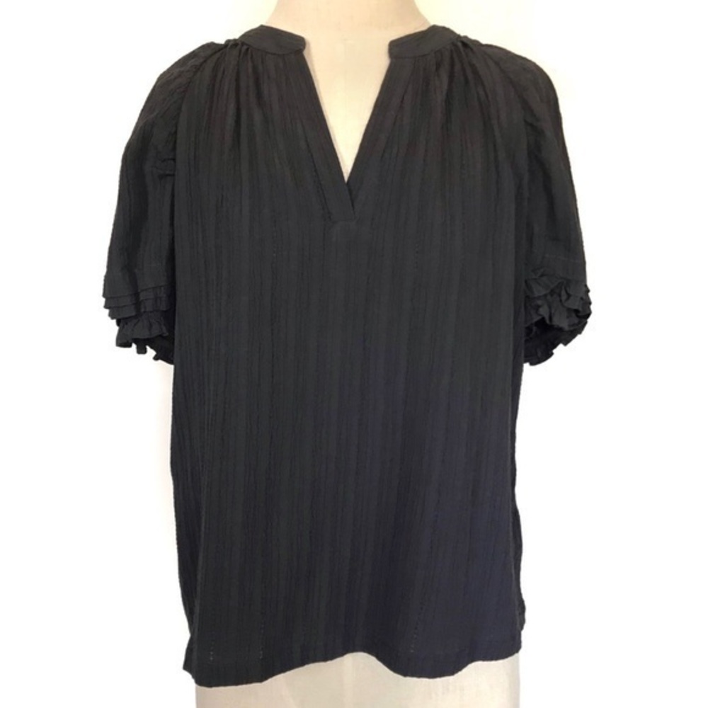 Anthropologie Current Air Ruffle Top Dark Gray Size Small